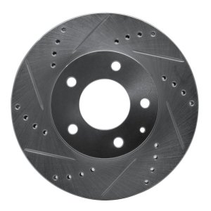 Mazda MPV Brake Rotor (1) - Front Left - R1 Concepts - Drilled & Slotted - Silver - `95-`06